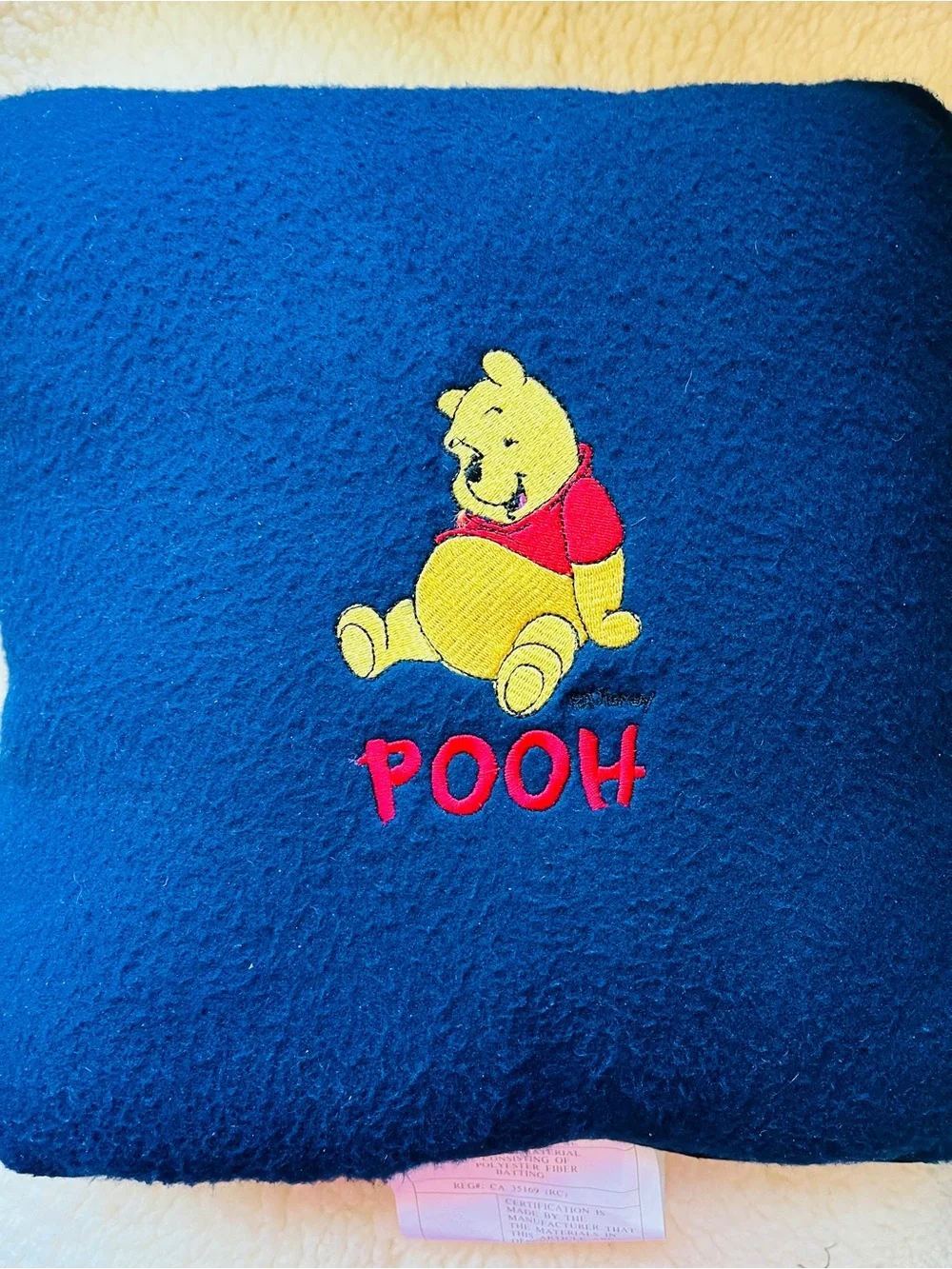 Winnie the Pooh Blue Embroidered Kids Cushion